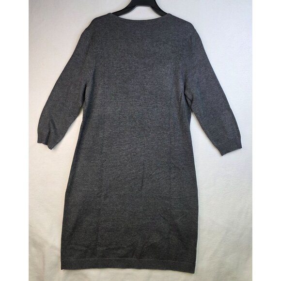 Ann Taylor Petite Large Gray Embellished Sweater Dress Long Sleeve Holiday Party - Picture 3 of 8